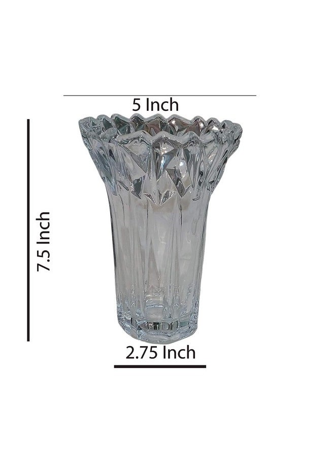 Pure Source India Glass Dimond Cut Flower Vase (Crystal Clear 9 Inch)