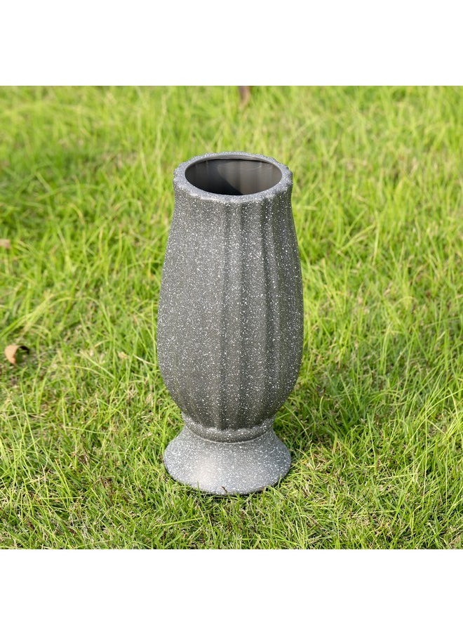 Bocola Cemetery Plastic Vase Artificial Flower Fake Flowers Floral Holder Headstones Grave Decorations Human Tombstone Markers with Drain Hole Long Metal Spikes Outdoor Memorials