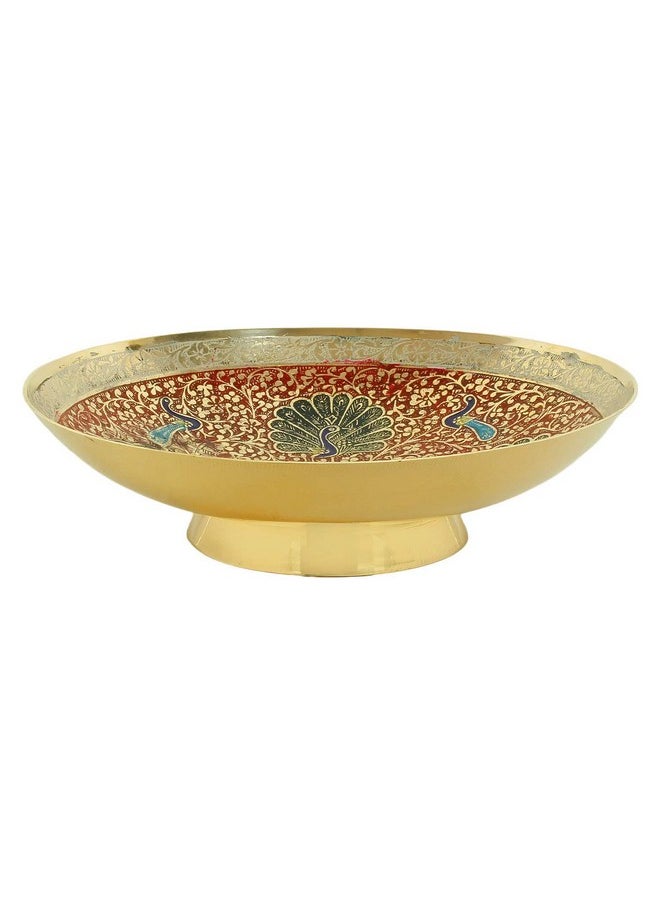 Skywalk Hand Crafted Metal Brass Fruit Bowl with Decorative Carving Work (5 Inch)