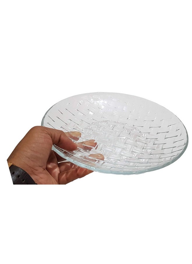 Pure Source India Glass Floral Designer Fruit Bowl, Transparent, 1 Piece