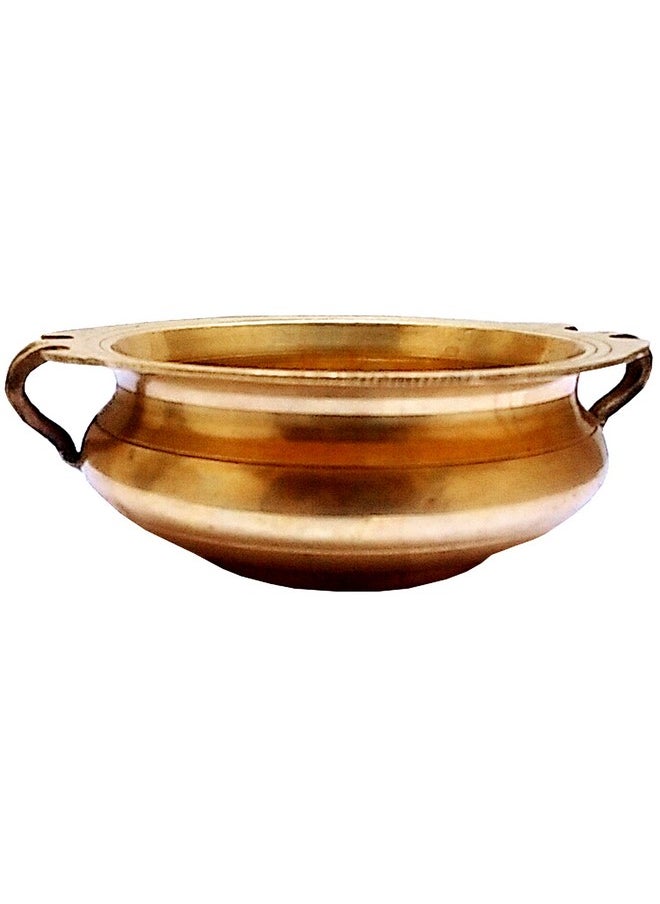 Purpledip Brass Urli (Uruli, Varpu): Vintage Design Small Water Bowl for Candles or Flowers, Gold, 6 Inches (11759)