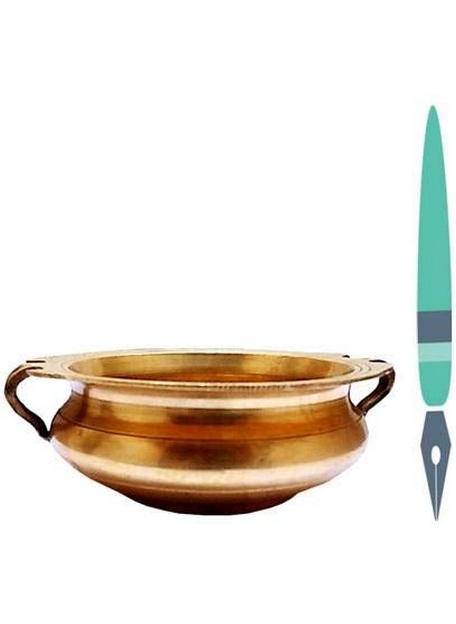 Purpledip Brass Urli (Uruli, Varpu): Vintage Design Small Water Bowl for Candles or Flowers, Gold, 6 Inches (11759)