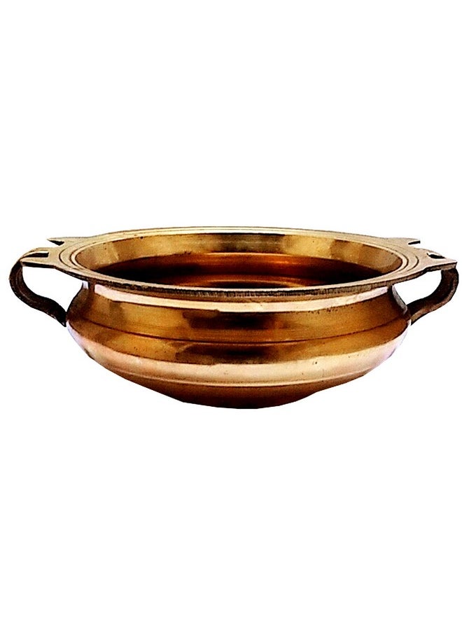 Purpledip Brass Urli (Uruli, Varpu): Vintage Design Water Bowl for Candles or Flowers (11760)