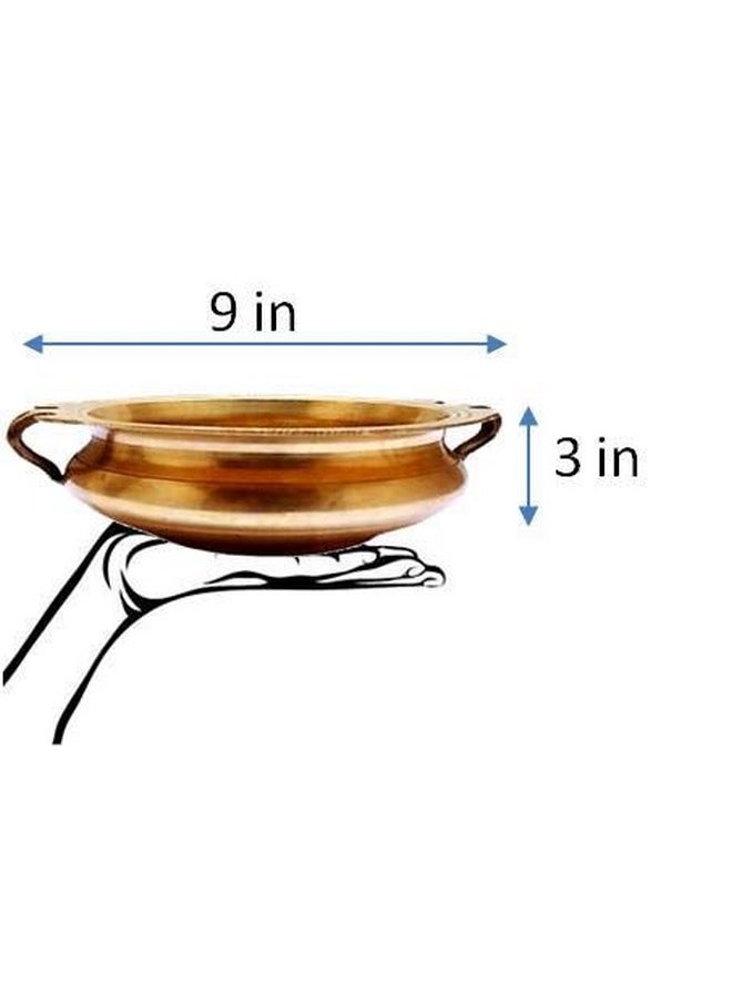 Purpledip Brass Urli (Uruli, Varpu): Vintage Design Water Bowl for Candles or Flowers (11760)