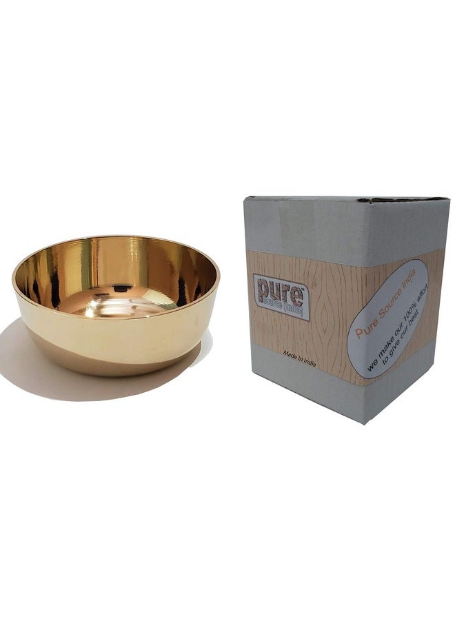 Pure Source India Kansa/Bronze Solid Bowl - 150 Ml, 6 Piece, Gold