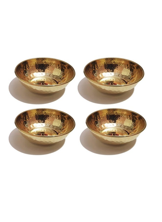 Pure Source India Brass Bowl Set of 4 Pcs, 4.5 Inch Size, 100% Pure Brass Bowl Hand Made (Set of 4 Pcs)