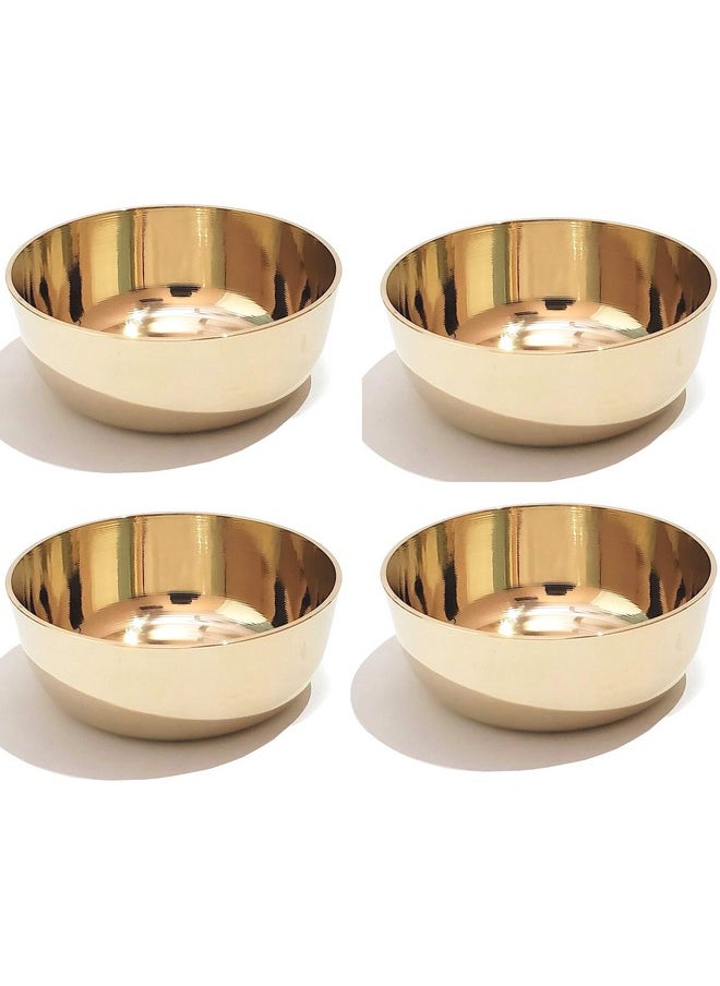 Pure Source India Kansa/Bronze Solid Bowl - 150 Ml, 4 Piece, Gold