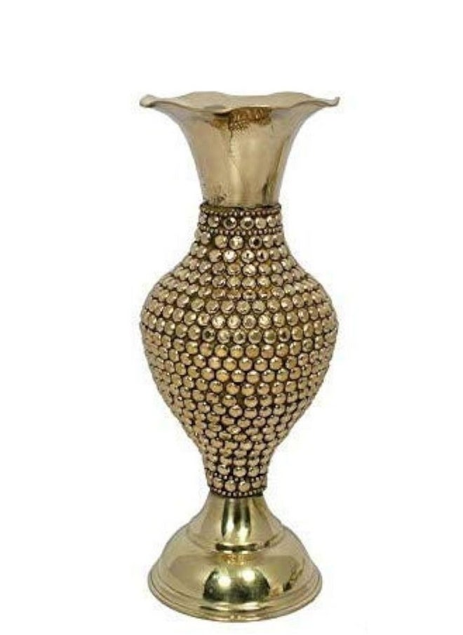 Skywalk Hand Crafted Metal Flower Vase with Beads for Home Decoration (12 Inch)