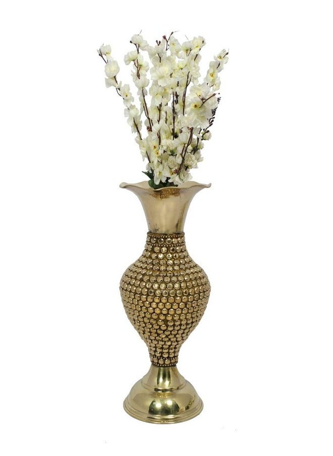 Skywalk Hand Crafted Metal Flower Vase with Beads for Home Decoration (12 Inch)