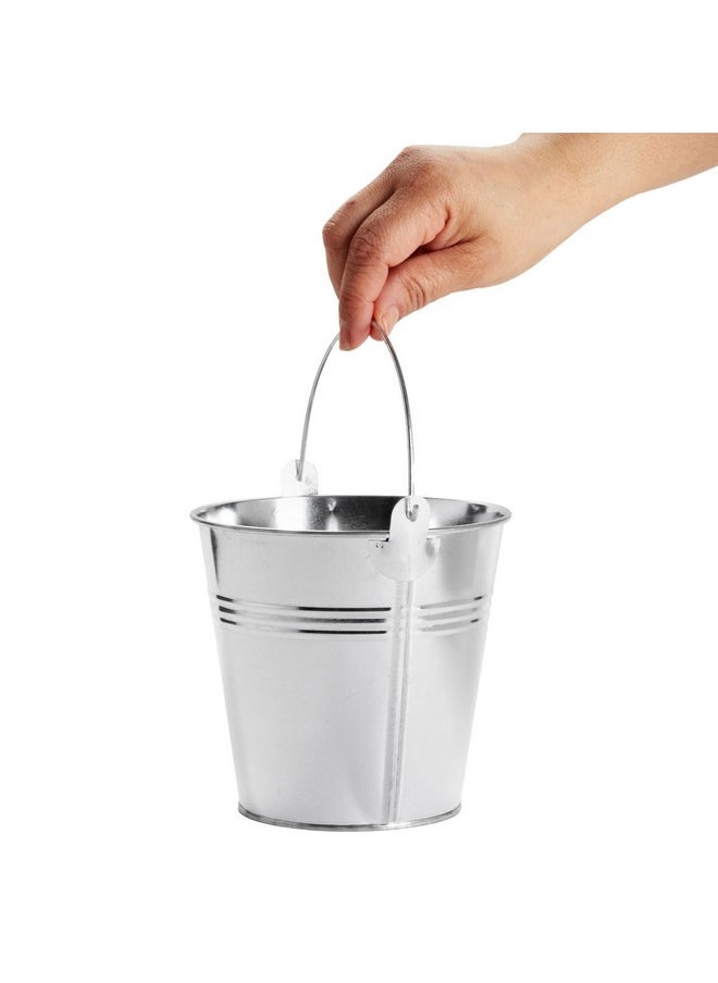 Juvale 12 Pack Galvanized Metal Buckets with Handles for Party Decorations, Small Tin Pails (4.7 in)