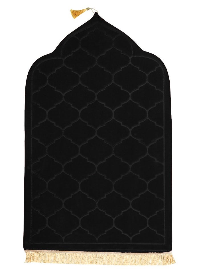 Pack of 2 Prayer Mats 70x110cm Anti-Slip Velvet Top Islamic Prayer Rugs for Gifting New Dome Design Thick Padded Sajadah Prayer Mat for Couples Men Women Eid Gift Ramadan Prayer Mat Black/Beige