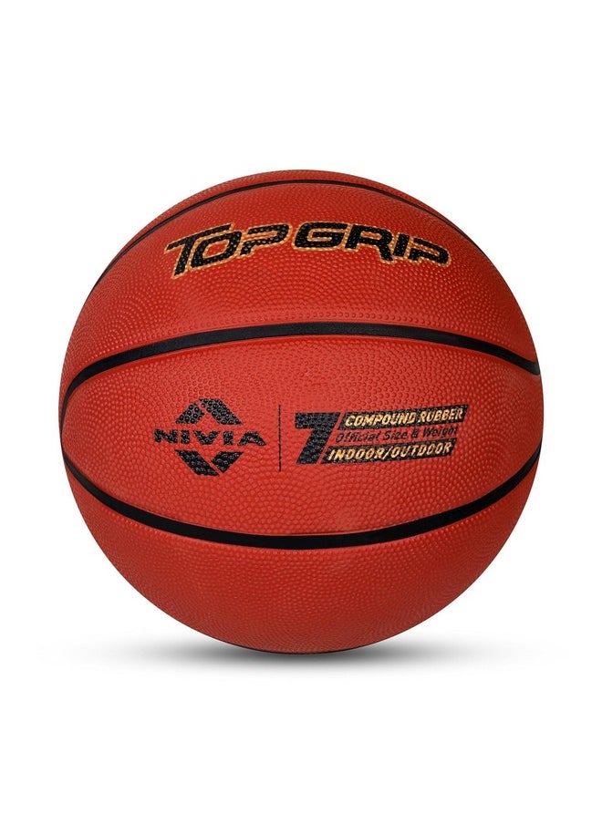 Nivia Rubber Top Grip Basketball,Size 7,Brown