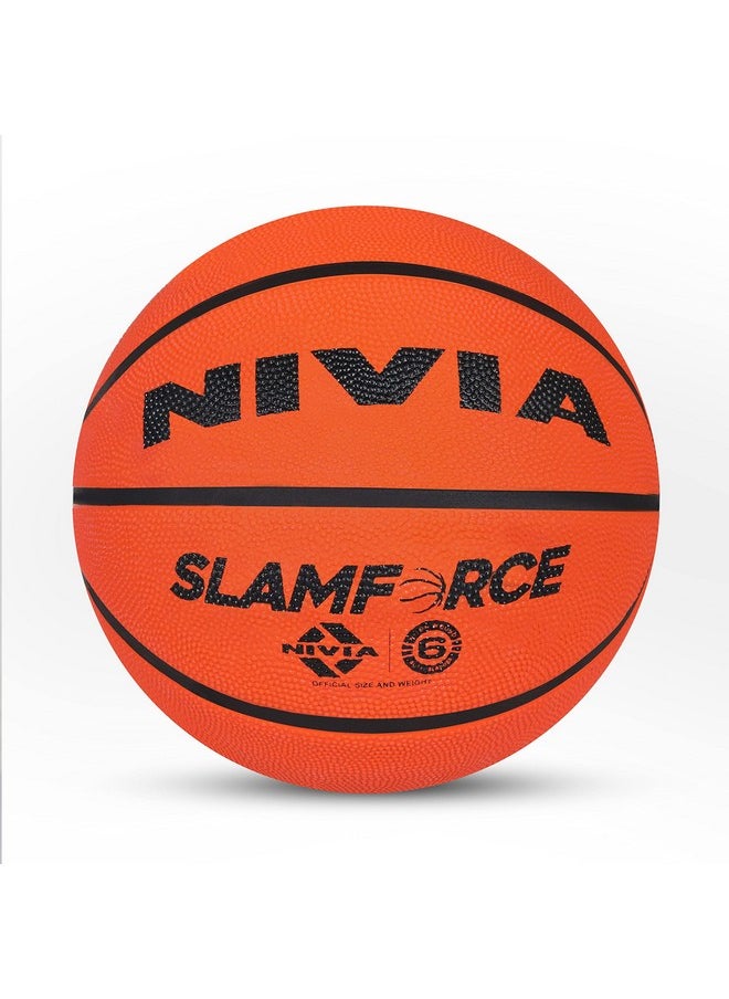 Nivia Slamforce Basketball/Rubberized Moulded/8 Panel/Suitable for Hard Surface/Training Basketball/for Men/Women/Size - 6 (Orange)