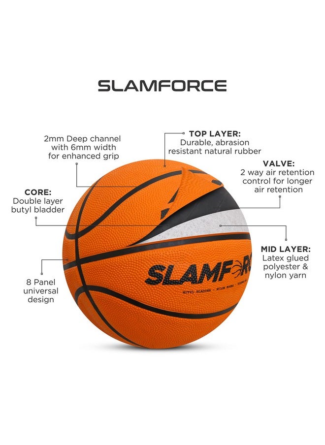 Nivia Slamforce Basketball/Rubberized Moulded/8 Panel/Suitable for Hard Surface/Training Basketball/for Men/Women/Size - 6 (Orange)