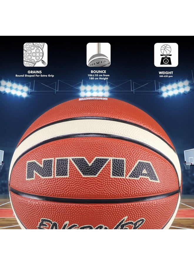 Nivia Engraver Basketball, Size : 7, Material : Rubber, Color: Multicolor