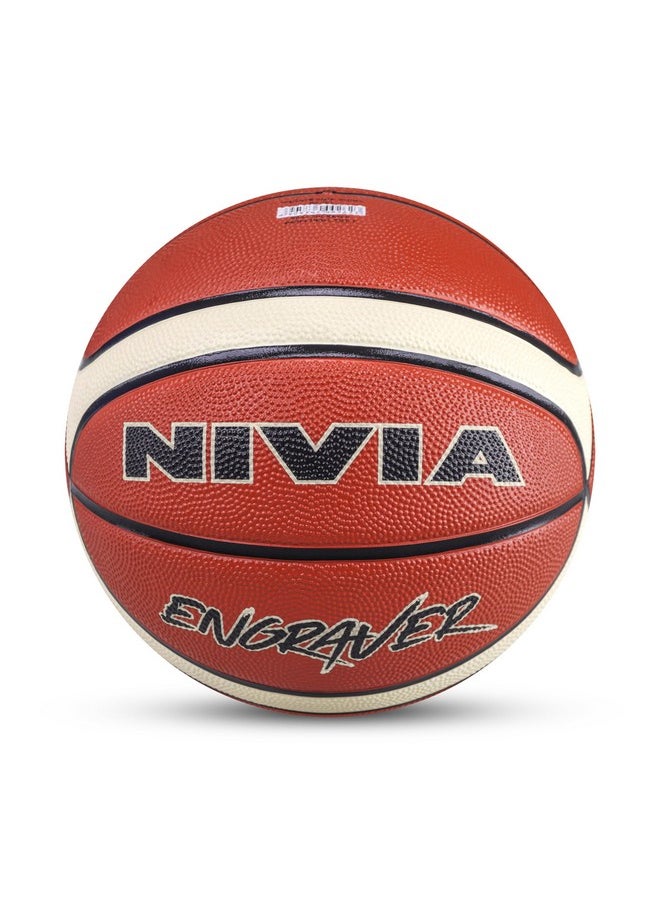 Nivia Engraver Basketball, Size : 7, Material : Rubber, Color: Multicolor