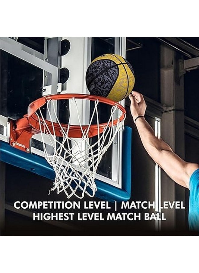 Nivia Combo Graffiti Rubber Moulded Basketball - 7 Black/Yellow with Ball Pump 6inch