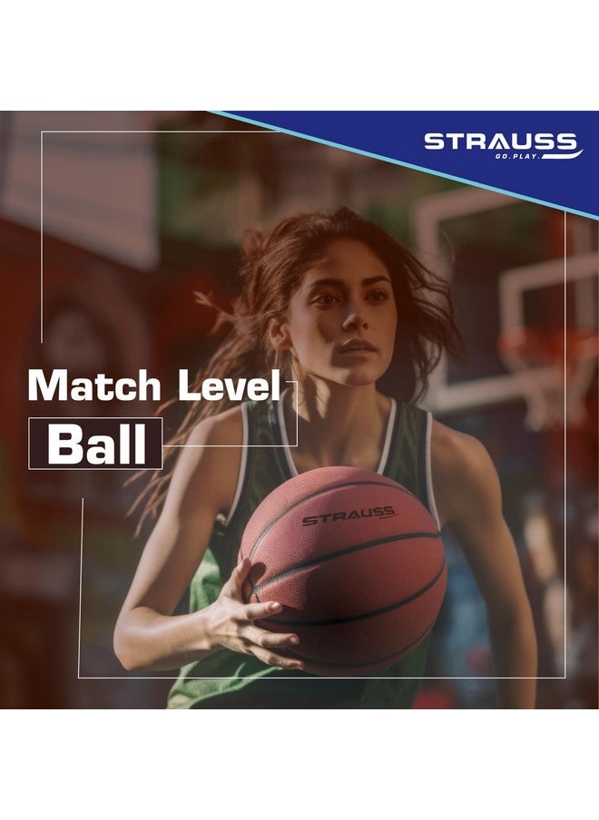 STRAUSS Official Basketball Size 7 |Professional Match Ball for Indoor & Outdoor Games & Training | Ideal for Kids & Adults | Ideal for Basketball Enthusiasts and Athletes | Suitable for All Surfaces