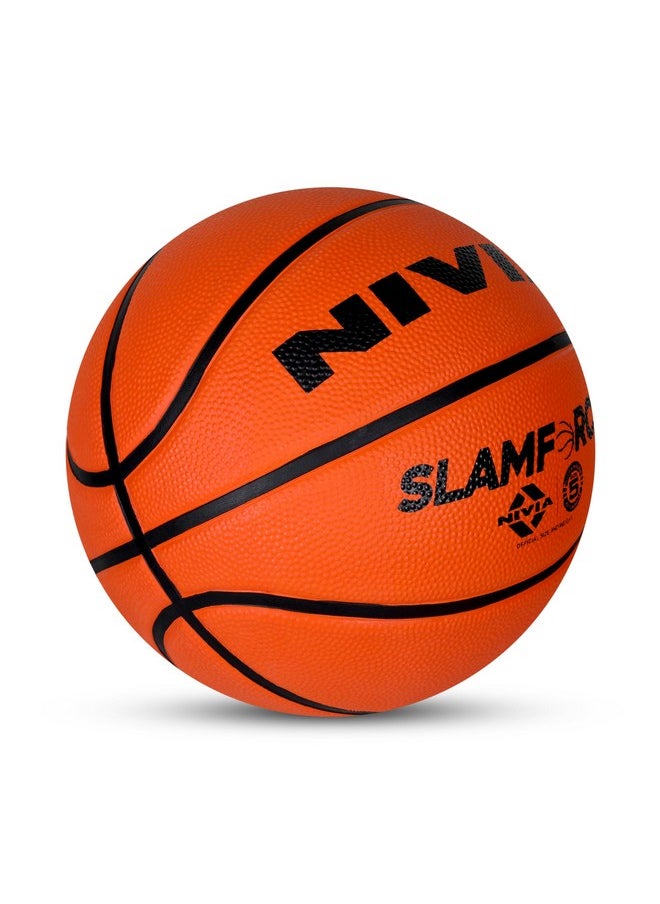 Nivia Slamforce Basketball/Rubberized Moulded/8 Panel/Suitable for Hard Surface/Training Basketball/for Men/Women/Size - 5 (Orange)