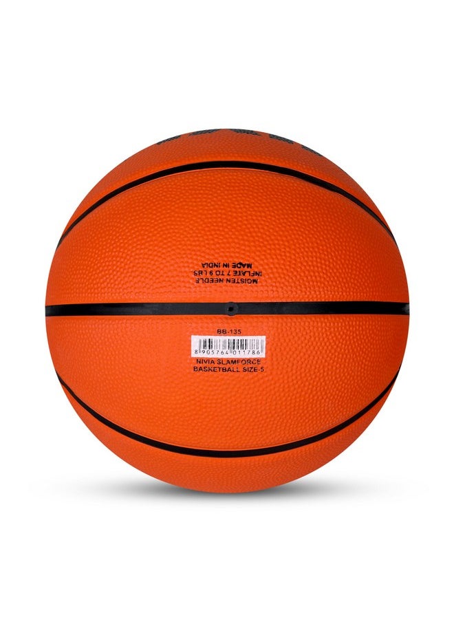 Nivia Slamforce Basketball/Rubberized Moulded/8 Panel/Suitable for Hard Surface/Training Basketball/for Men/Women/Size - 5 (Orange)