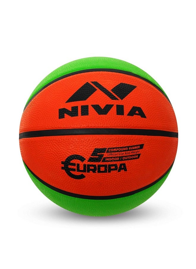 Nivia Rubber 633 Rubber Europa Basketball, Size 5 (Multicolour)