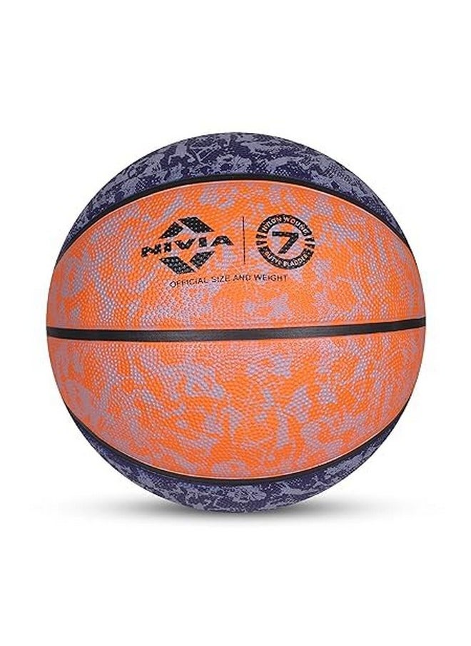 Nivia Combo Graffiti Rubber Moulded Basketball Size - 7 Blue/Orange with Ball Pump 6inch