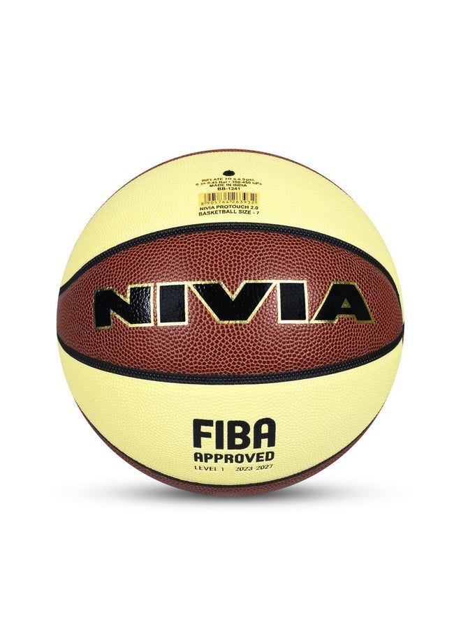 NIVIA Pro Touch 2.0 Basketball, 8 Panel, Composite Leather, for Men, Size - 7 (Multicolor)