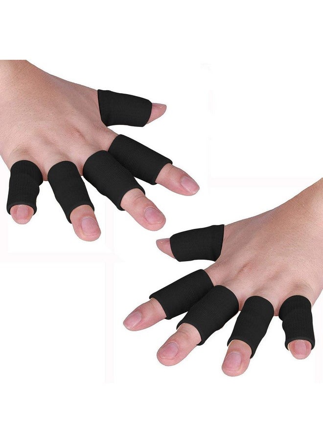 JoyFit Men&Women Adjustable Pain Relief&Sleeve Protector Finger Support With Comfortable Cushion Pressure For Cricket,Exercise,Gym Fitness,Volleyball,Badminton Etc(Black,Spandex)-10 Pc,Free Size