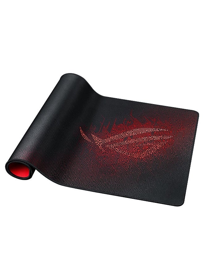 Sheath Extended Soft Cloth Gaming Mouse Pad With Smooth Gliding Surface And Non-Slip Base - Black/R