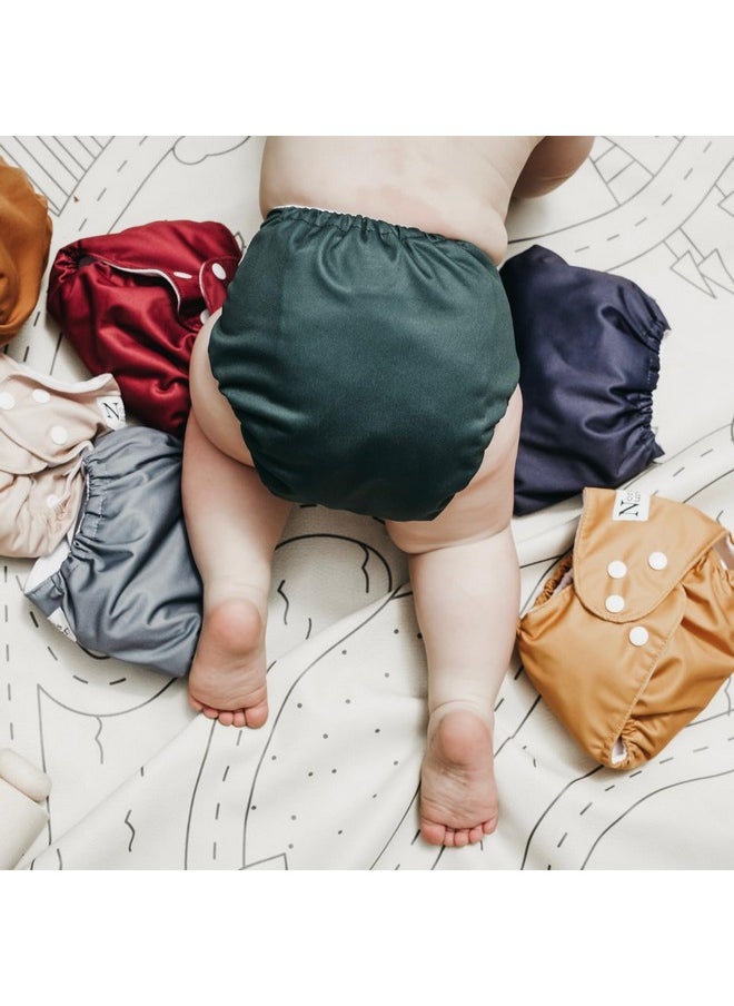 Nora's Nursery Cloth Diapers 7 Pack with 7 Inserts & 1 Wet Bag - Waterproof Cover, Washable, Reusable & One Size Adjustable Pocket Diapers for Newborns and Toddlers-Pacific Neutrals