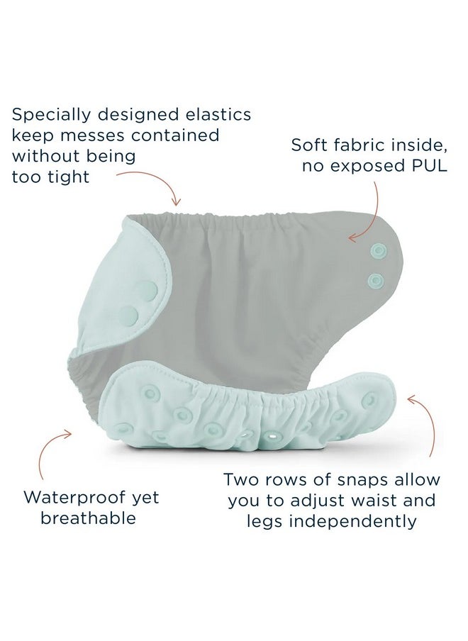 Cloth Diaper Bundle Set, 3 Organic Absorbent Inners And 1 Waterproof Diaper Cover, Blowout-Proof Reusable Washable Diapers With Snap Closure, Size 1 (7-17Lbs), Mist