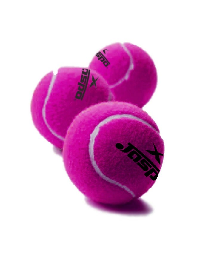 jaspo Natural Rubber Synthetic Cricket Tennis Ball (Pack of 3) Pink Light Weight (Pack of 3)