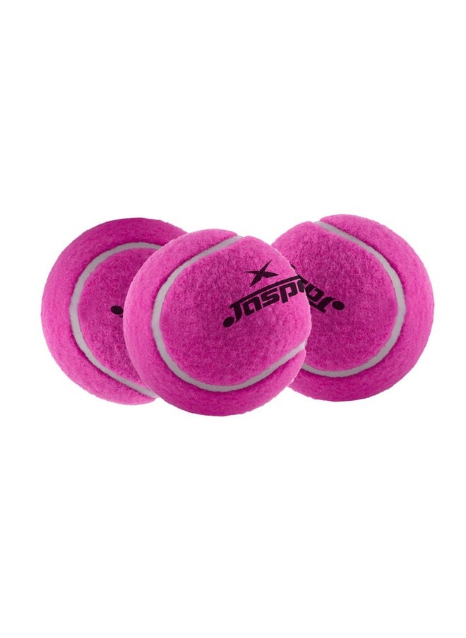 jaspo Natural Rubber Synthetic Cricket Tennis Ball (Pack of 3) Pink Light Weight (Pack of 3)