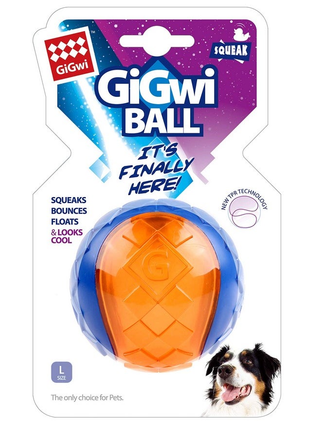 GiGwi Squeaky Dog Ball for Fetch & Play, High Bounce, Floats, Durable Non-Toxic Rubber Balls for Dogs, Gentle on Teeth & Gums, Dog Toy for Medium to Large Breeds, Orange, Large