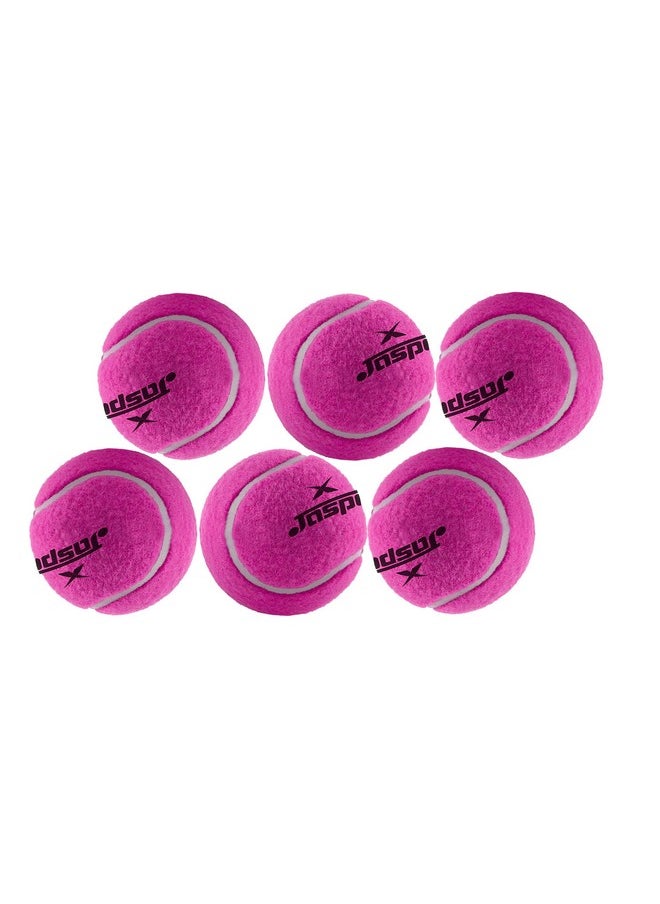 jaspo Natural Rubber Synthetic Cricket Tennis Ball Pink Medium Weight (Pack of 6)