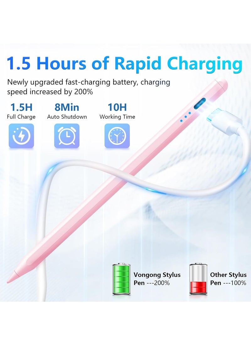 Stylus Pen for iPad 9th&10th Generation-iPad Pencil 2nd Generation,Fast Charge Active Pencil Compatible with 2018-2024 Apple iPad 6-10th, iPad Pro 11