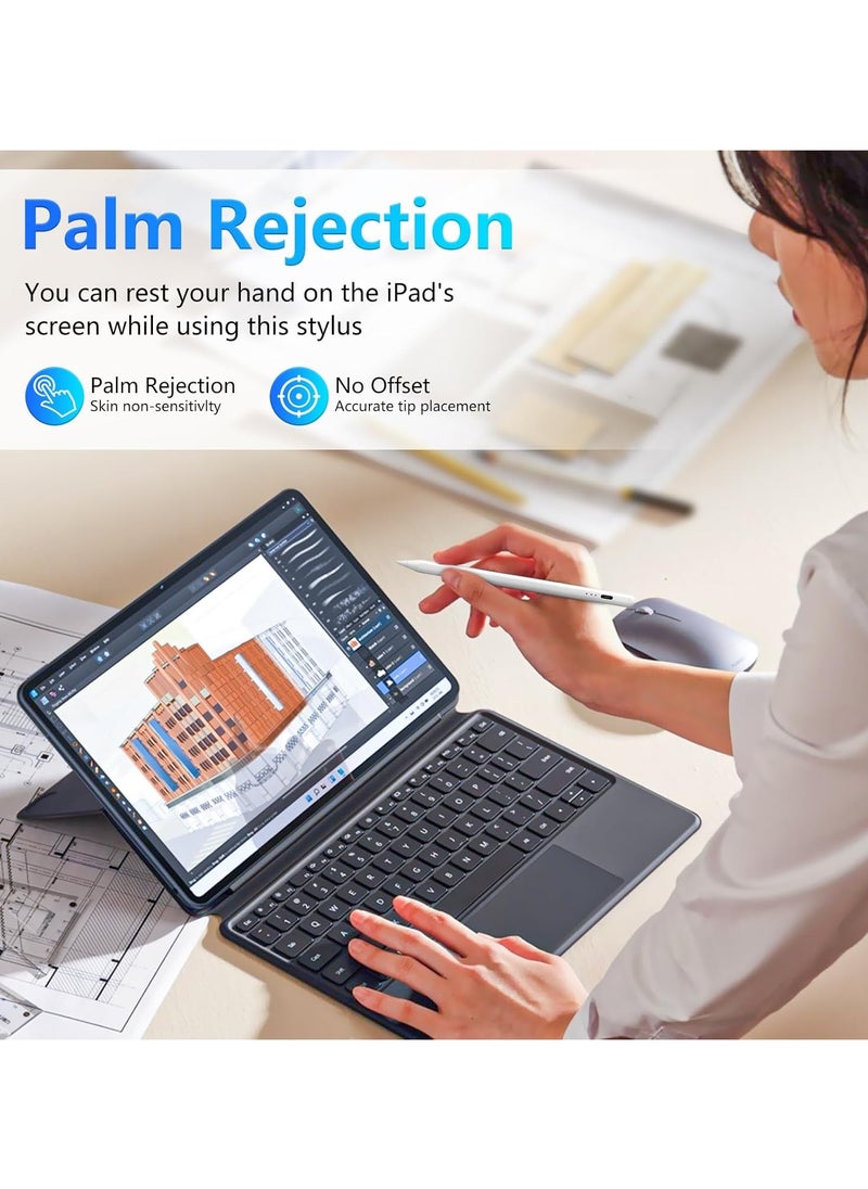 قلم ستايلس لجهاز iPad الجيل التاسع والعاشر - قلم iPad الجيل الثاني، قلم نشط سريع الشحن متوافق مع 2018-2024 Apple iPad 6-10th، iPad Pro 11