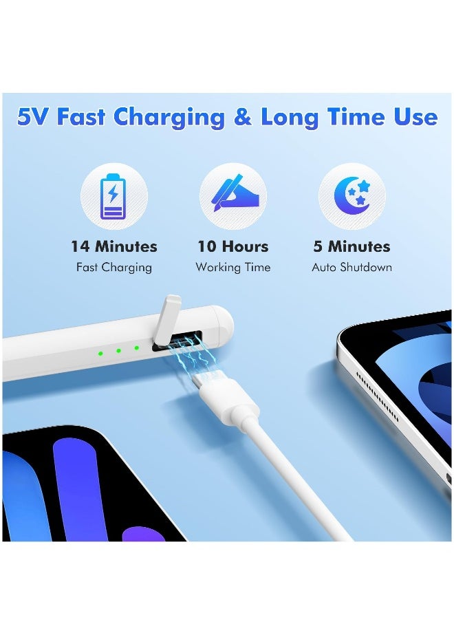 Stylus Pen for iPad, iPad Pencil iPad Pen 9th Generation Fast Charging Palm Rejection Tablet Pen Magnetic iPad Stylus Pencil Compatible with Apple Pen iPad 10/9/8/7/6 iPad Pro iPad Air iPad Mini