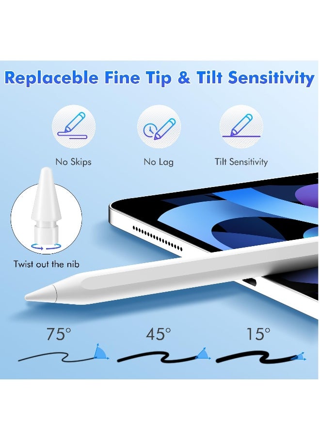 Stylus Pen for iPad, iPad Pencil iPad Pen 9th Generation Fast Charging Palm Rejection Tablet Pen Magnetic iPad Stylus Pencil Compatible with Apple Pen iPad 10/9/8/7/6 iPad Pro iPad Air iPad Mini