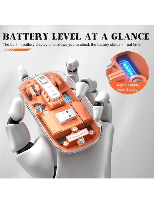 Three-mode transparent wireless mouse 2.4G/Bluetooth 5.1 silent magnetic rechargeable wireless mouse with battery display