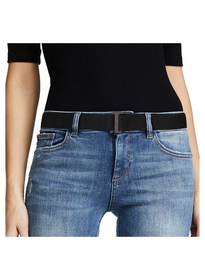 JASGOOD No Show Women Stretch Belt Invisible Elastic Web Strap Belt with Flat Buckle for Jeans Pants Dresses