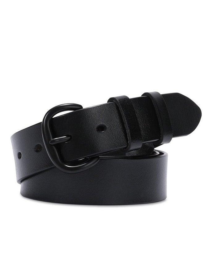 WHIPPY Women Leather Belt for Jeans Pants Dresses Ladies Waist Belt with Black Buckle L