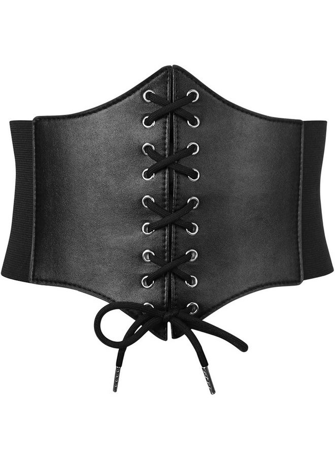 SUOSDEY Women Black Waist Cinch Belt Lace-up Elastic Waspie Corset Costume Belt