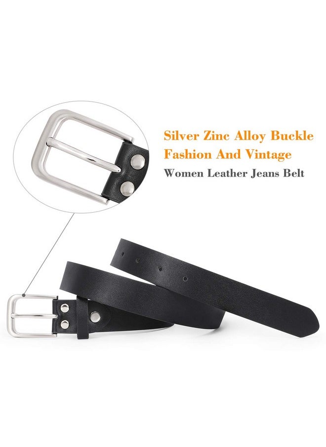 WHIPPY Women Casual Leather Belt for Jeans, Fashion Ladies Waist Dress Belt (Fit Waist Size 38-42 Inches, Black)