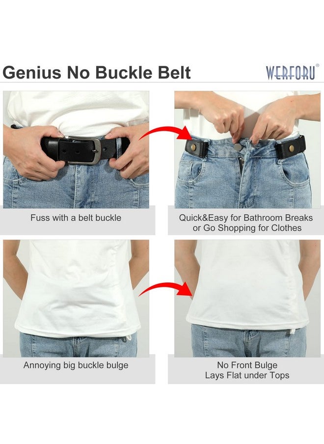 WERFORU No Buckle Stretch Belt For Women/Men Elastic Waist Belt Up to 48