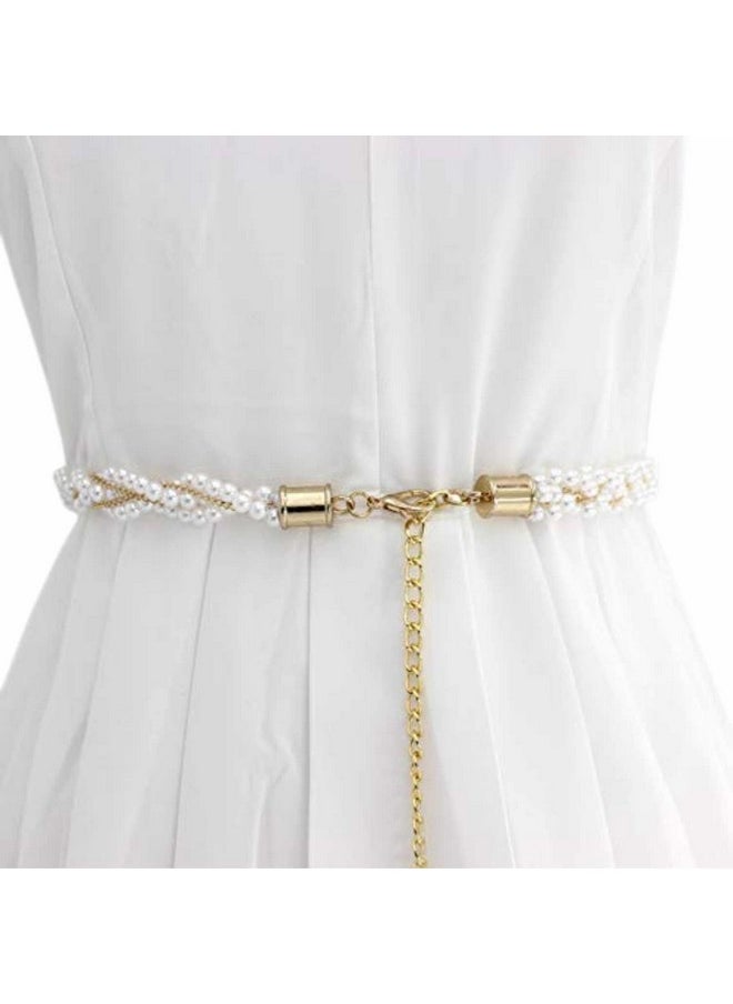 SYGA Pearl Waist Chain Belt Adjustable Decorative Belt Hollowed Tassel Waist Belts Suitable Size for Waist 26-40