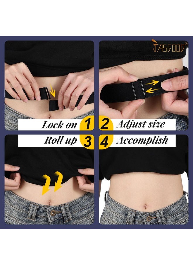 Crop Top Tuck Waist Band Adjustable Band Tucking Sweaters Shirts Elastic Stretch Belts For Women Men Change Style Of Your Tops(Black)