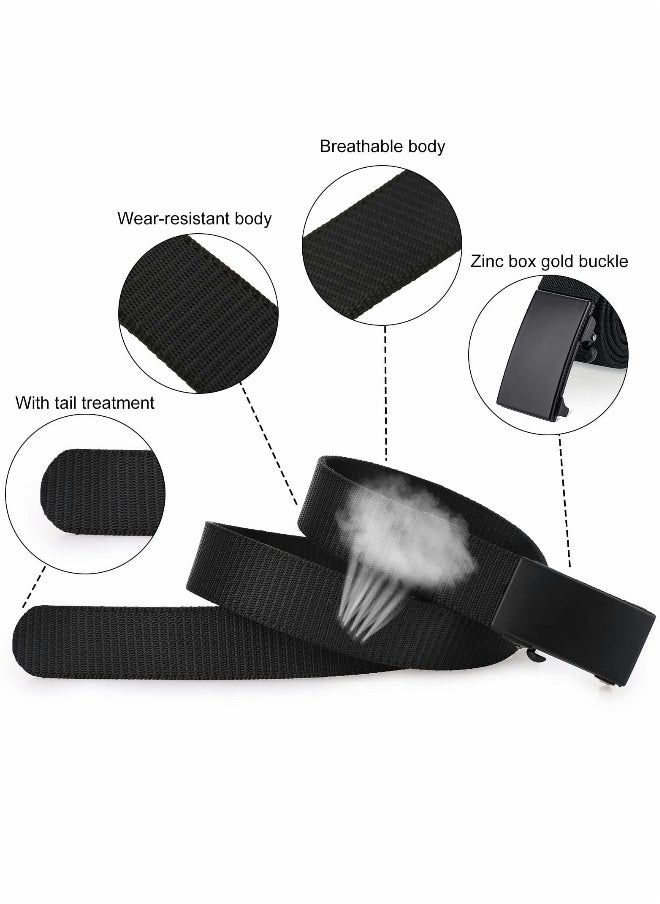 Mens Belt, Nylon Canvas Belt with Heavy Duty Flip-Top Solid Metal Buckle, 1.5