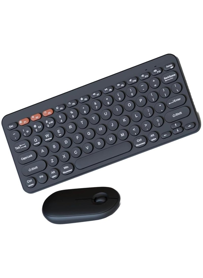 Nexahive Dual Mode Wireless Keyboard and Mouse Combo, Quiet, Portable, Customisable, Bluetooth 2.4G, Windows, macOS, iPad Compatible, Black