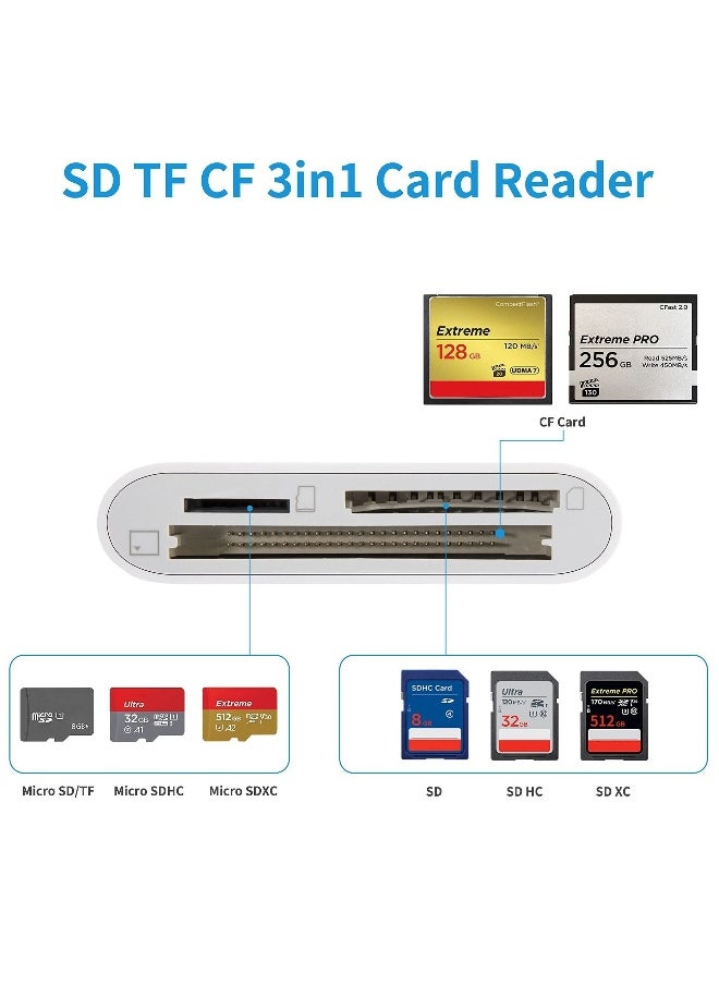 USB C CF/SD/TF Card Reader 3 in 1, Compact Flash Reader 3-Slot Memory Card Adapter for Type-C Device Supports Micro SD Memory Card Compatible with MacBook Pro/Air M1 iPad Pro Android Galaxy S20 S21U